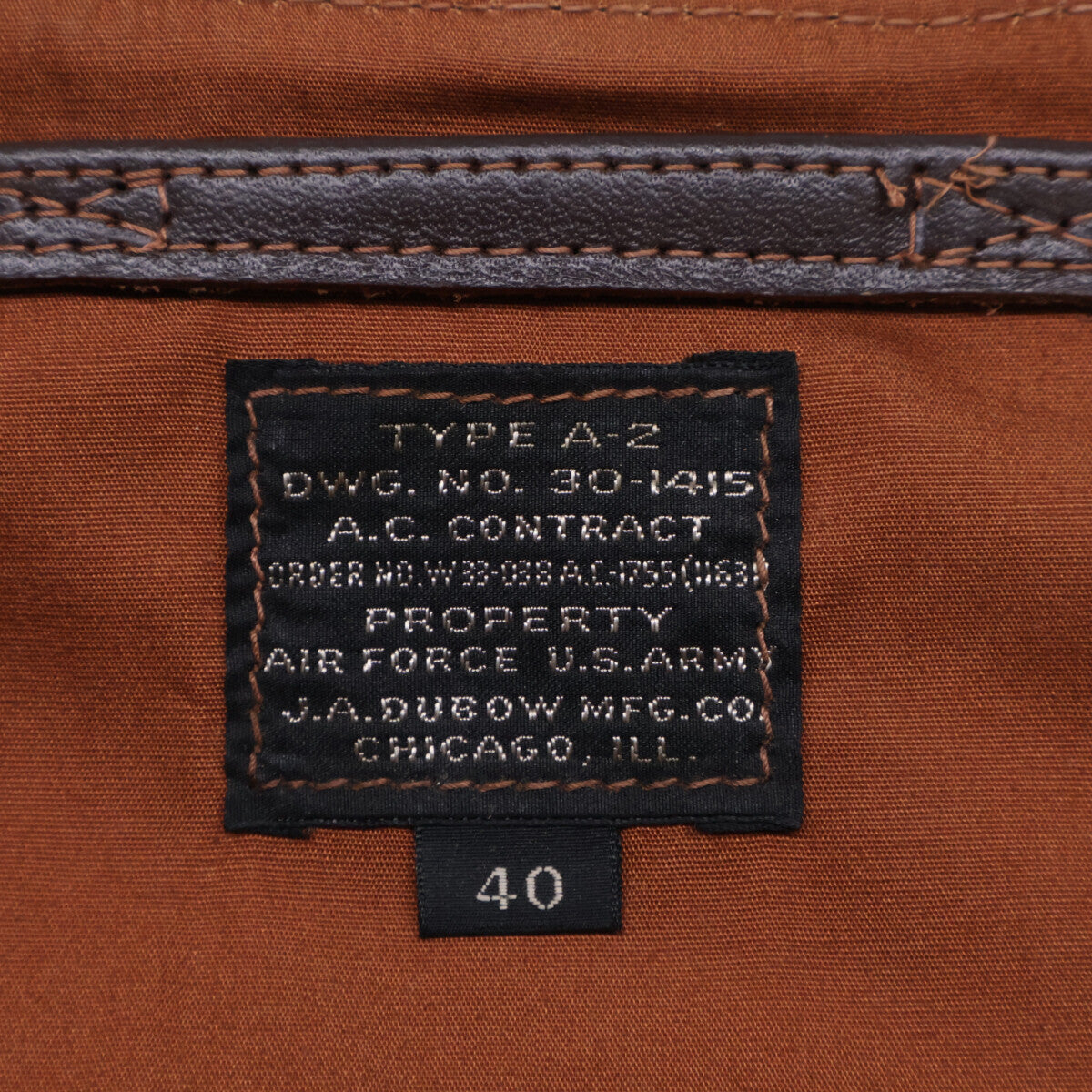 The Few J.A. Dubow A-2 Flight Jacket Horsehide Size 40 30-1415 Custom Patch Japan