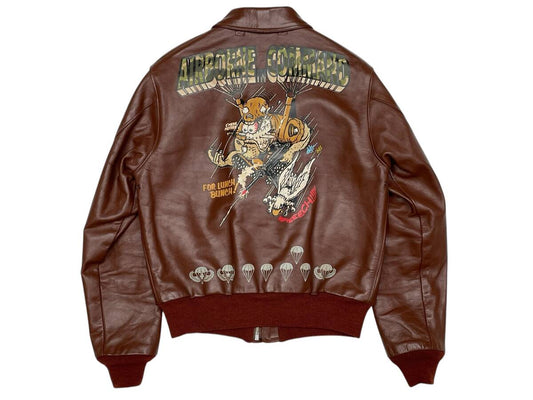 The Real McCoy’s A-2 Airborne Command Flight Jacket Size 38R Horsehide Paratrooper Nose Art Archive Piece