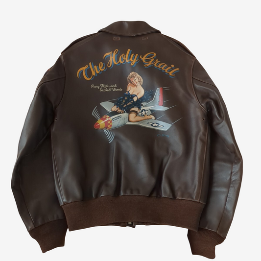 The Real McCoy’s A-2 Rough Wear Horsehide Flight Jacket “The Holy Grail” Custom King Kusano Red Silk 36