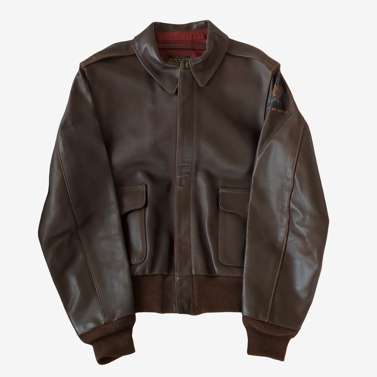 The Real McCoy’s A-2 Rough Wear Horsehide Flight Jacket “The Holy Grail” Custom King Kusano Red Silk 36