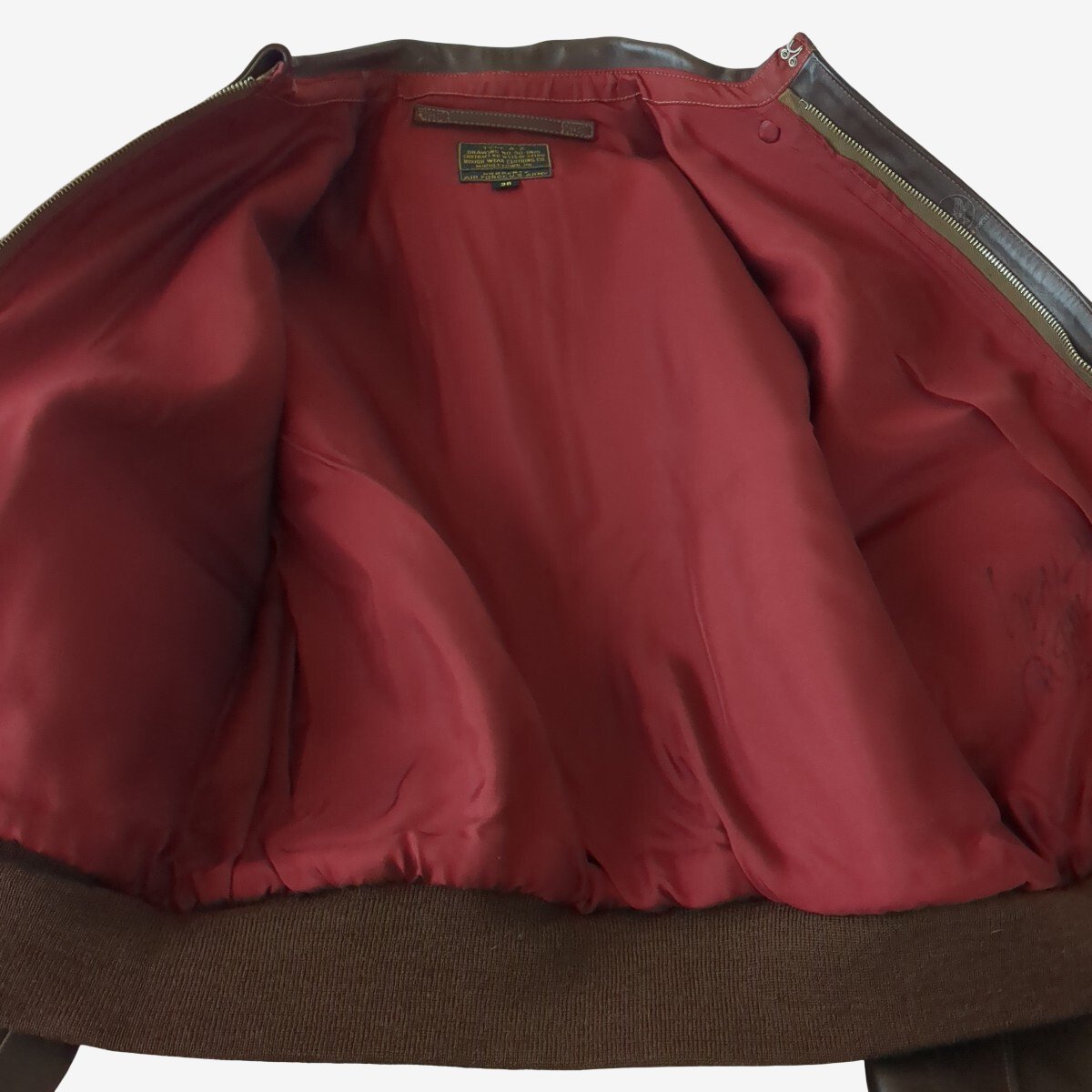 The Real McCoy’s A-2 Rough Wear Horsehide Flight Jacket “The Holy Grail” Custom King Kusano Red Silk 36