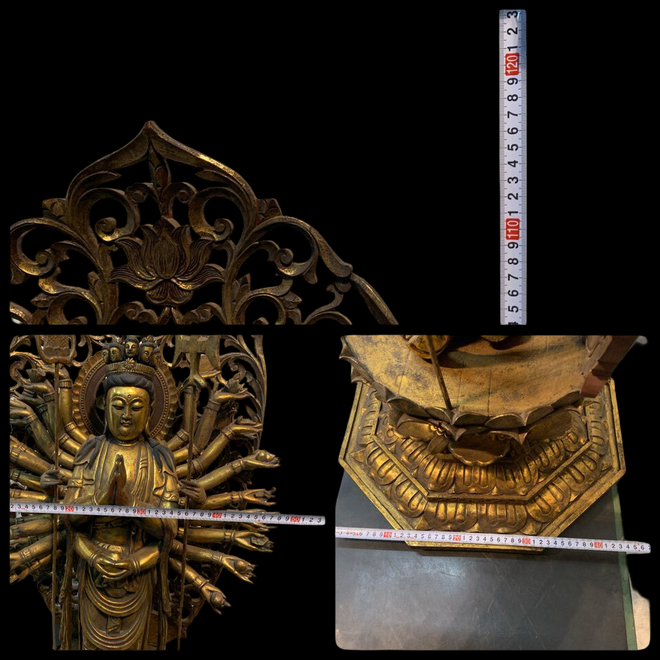 Monumental Thousand-Armed Kannon (Senju Kannon) Wooden Sculpture | Temple-Scale Buddhist Statue ~120 cm