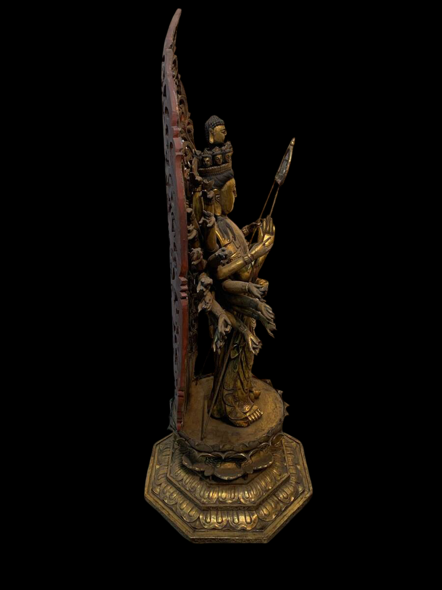 Monumental Thousand-Armed Kannon (Senju Kannon) Wooden Sculpture | Temple-Scale Buddhist Statue ~120 cm