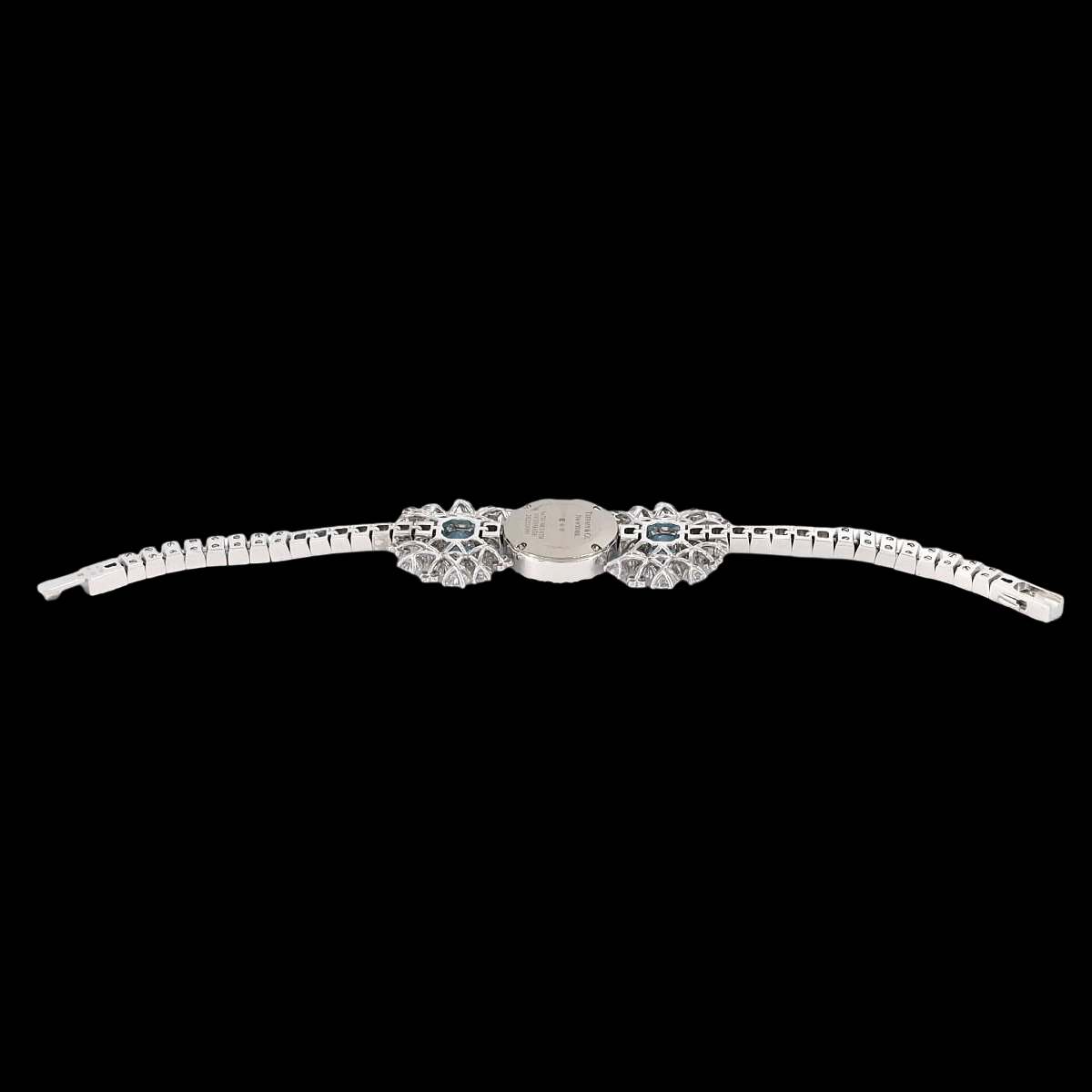 Tiffany & Co High Jewelry Watch WGD Bracelet wth 2 Aquamarines – Opal Dial Quartz Ladies Timepiece – White Gold A Rank
