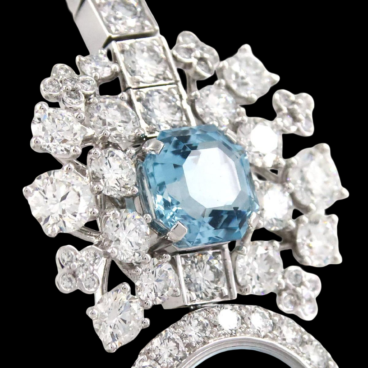 Tiffany & Co High Jewelry Watch WGD Bracelet wth 2 Aquamarines – Opal Dial Quartz Ladies Timepiece – White Gold A Rank