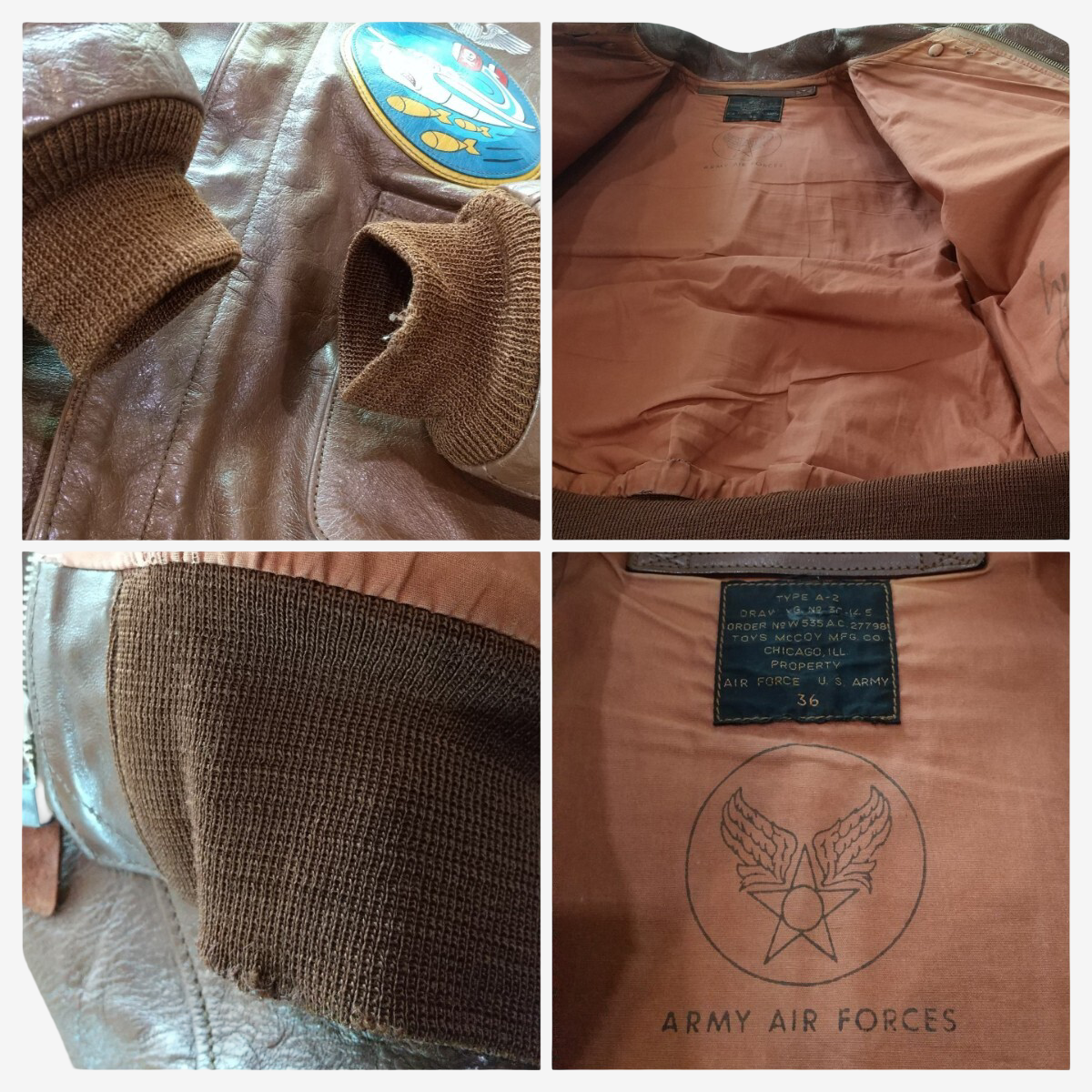 Toys McCoy A-2 Horsehide Flight Jacket Size 36 “Jolly Rogers” Nose Art Custom WWII Bomber Leather Collector Piece