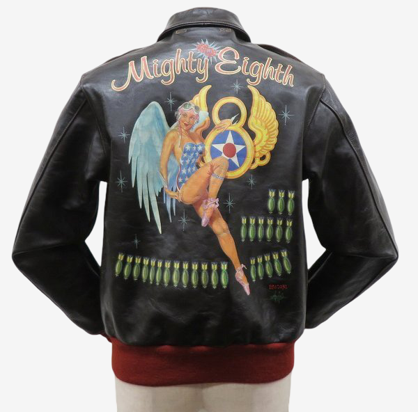Toys McCoy A-2 Mighty Eighth 25th Anniversary Jacket TMJ2123 Rough Wear Seal Brown Pinup Art Flight Jacket Size 40