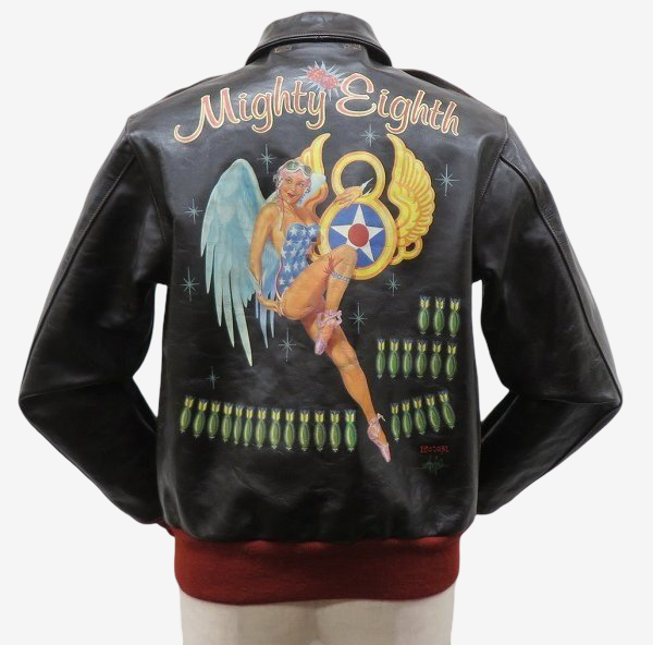Toys McCoy A-2 Mighty Eighth 25th Anniversary Jacket TMJ2123 Rough Wear Seal Brown Pinup Art Flight Jacket Size 40