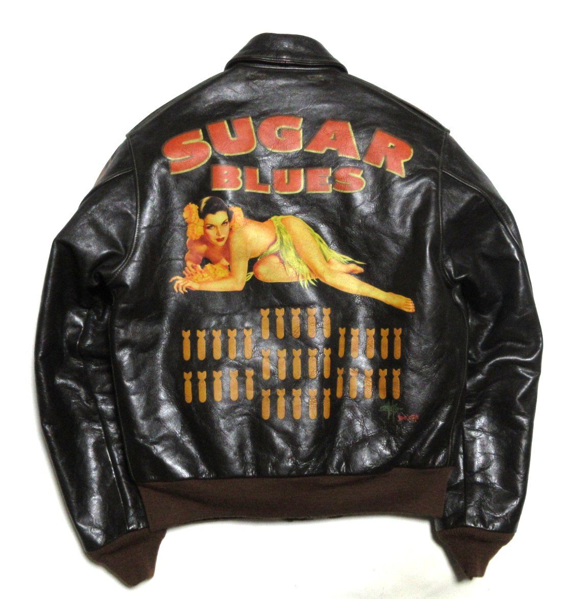 Toys McCoy A-2 Sugar Blues Flight Jacket Size 38 Horsehide Rough Wear Pin Up Art Limited 100 Seal Brown