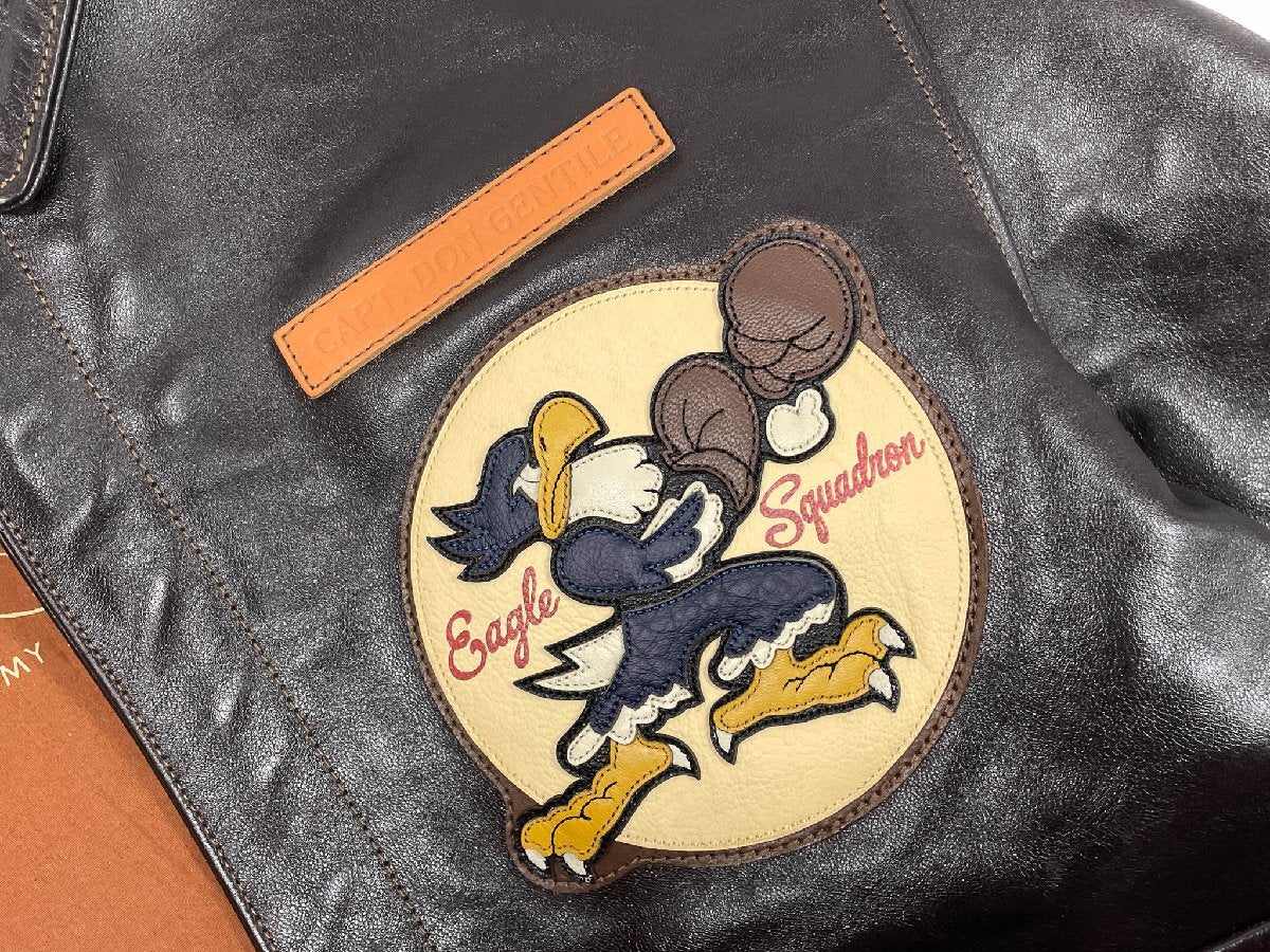 Toys McCoy A2 Jacket Shangri La Don Gentile Nose Art Eagle Squadron Leather Flight Jacket Size 44