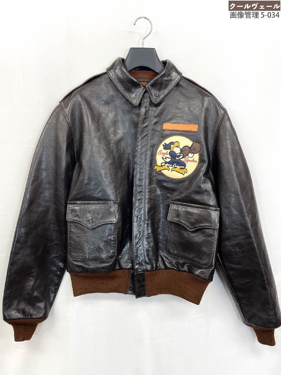 Toys McCoy A2 Jacket Shangri La Don Gentile Nose Art Eagle Squadron Leather Flight Jacket Size 44