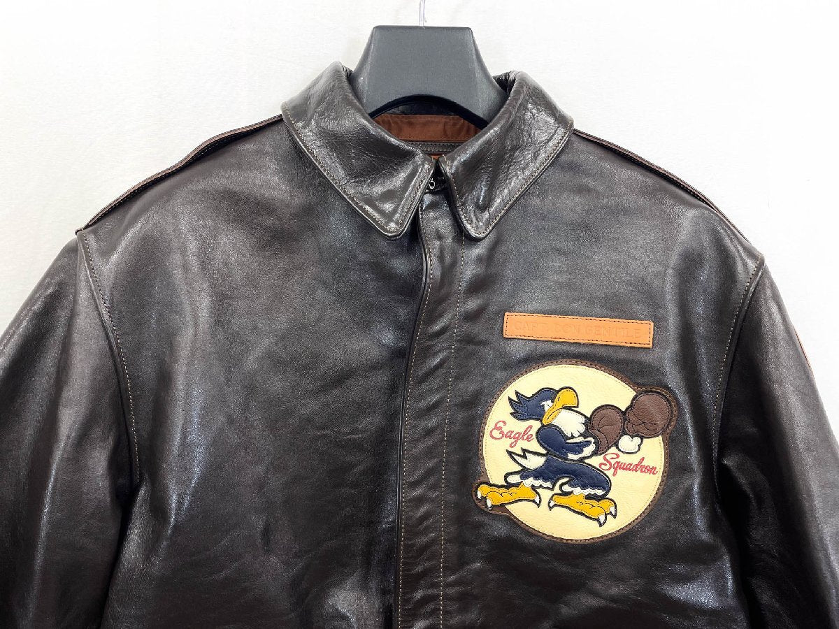 Toys McCoy A2 Jacket Shangri La Don Gentile Nose Art Eagle Squadron Leather Flight Jacket Size 44