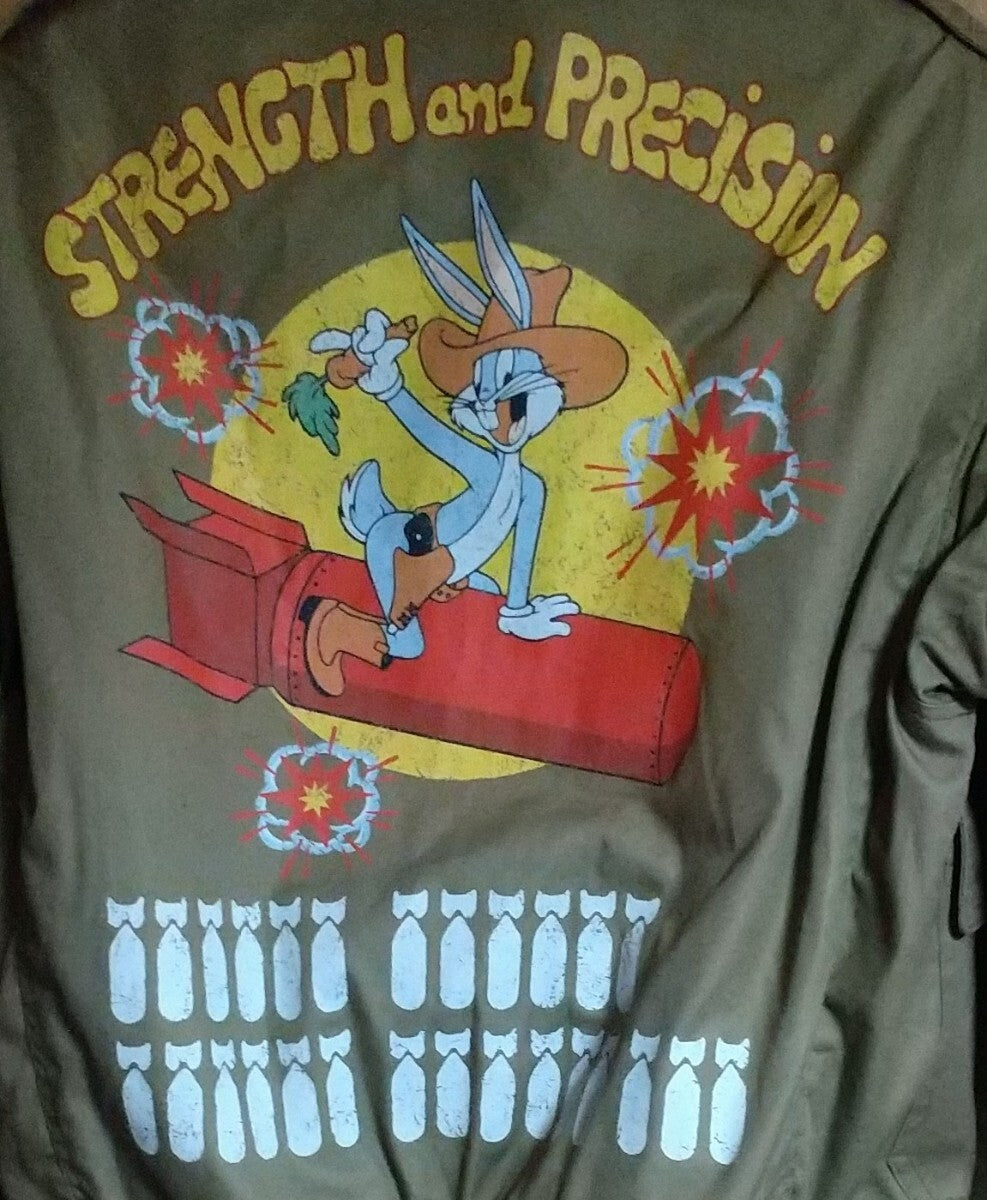 Toys McCoy B-10 Bugs Bunny Flight Jacket Custom WWII Style Alpaca Lined Military Cartoon Jacket Size 36