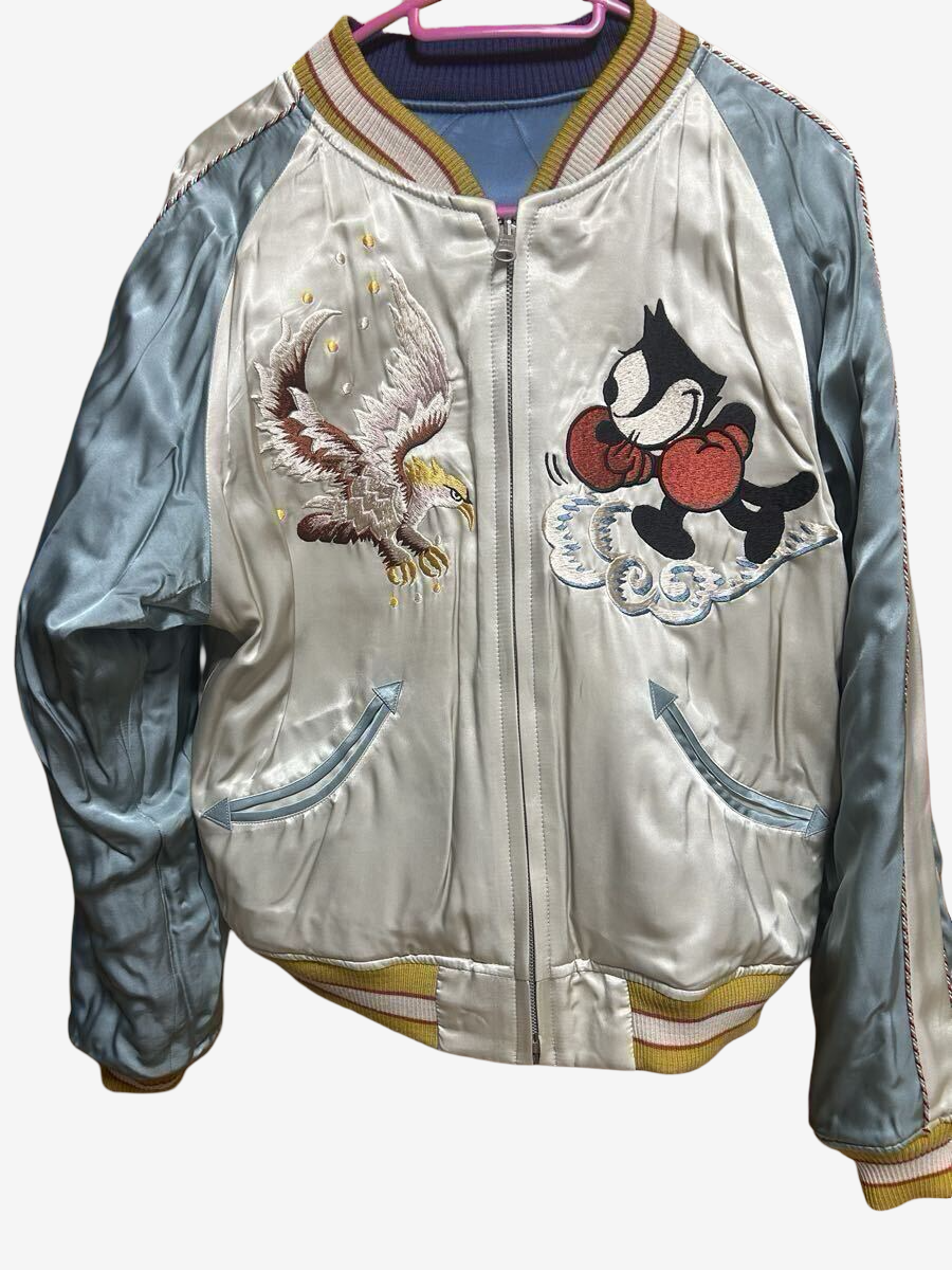 Toys McCoy Felix Sukajan Reversible Jacket Fighting 31 Eagle Japan Satin Vintage Style
