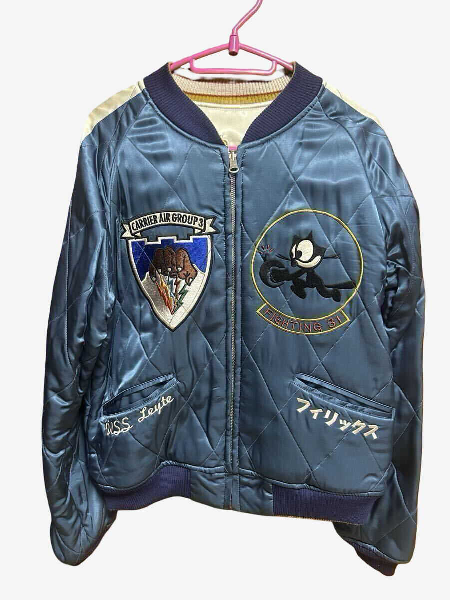 Toys McCoy Felix Sukajan Reversible Jacket Fighting 31 Eagle Japan Satin Vintage Style