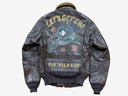 Toys McCoy G-1 Felix The Cat Let’s Get ’Em F4F Wild Cat Naval Flight Jacket Size 34