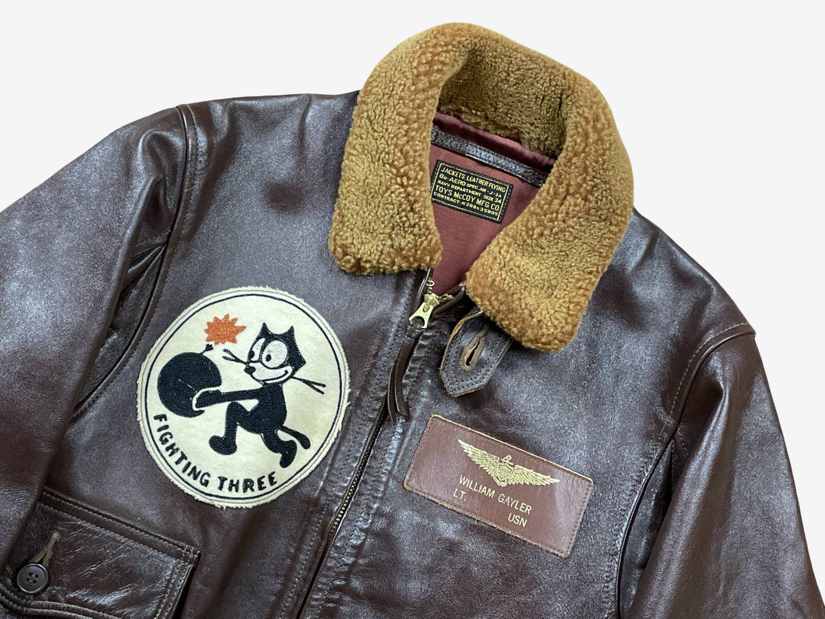 Toys McCoy G-1 Felix The Cat Let’s Get ’Em F4F Wild Cat Naval Flight Jacket Size 34