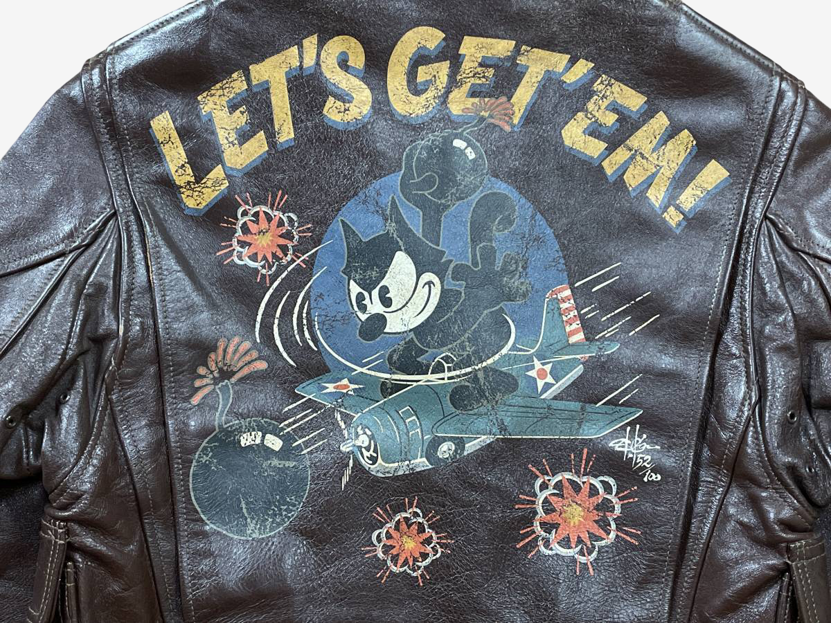 Toys McCoy G-1 Felix The Cat Let’s Get ’Em F4F Wild Cat Naval Flight Jacket Size 34