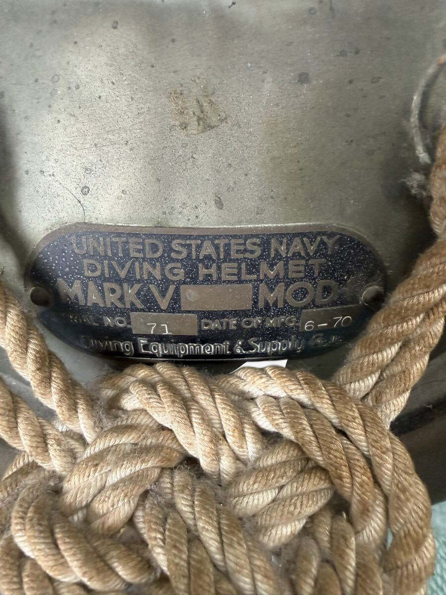Vintage United States Navy USN Mark V Mod 1 Diving Helmet 1970 Naval Maritime Industrial Nautical Display Artifact