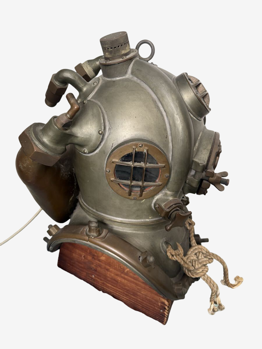 Vintage United States Navy USN Mark V Mod 1 Diving Helmet 1970 Naval Maritime Industrial Nautical Display Artifact