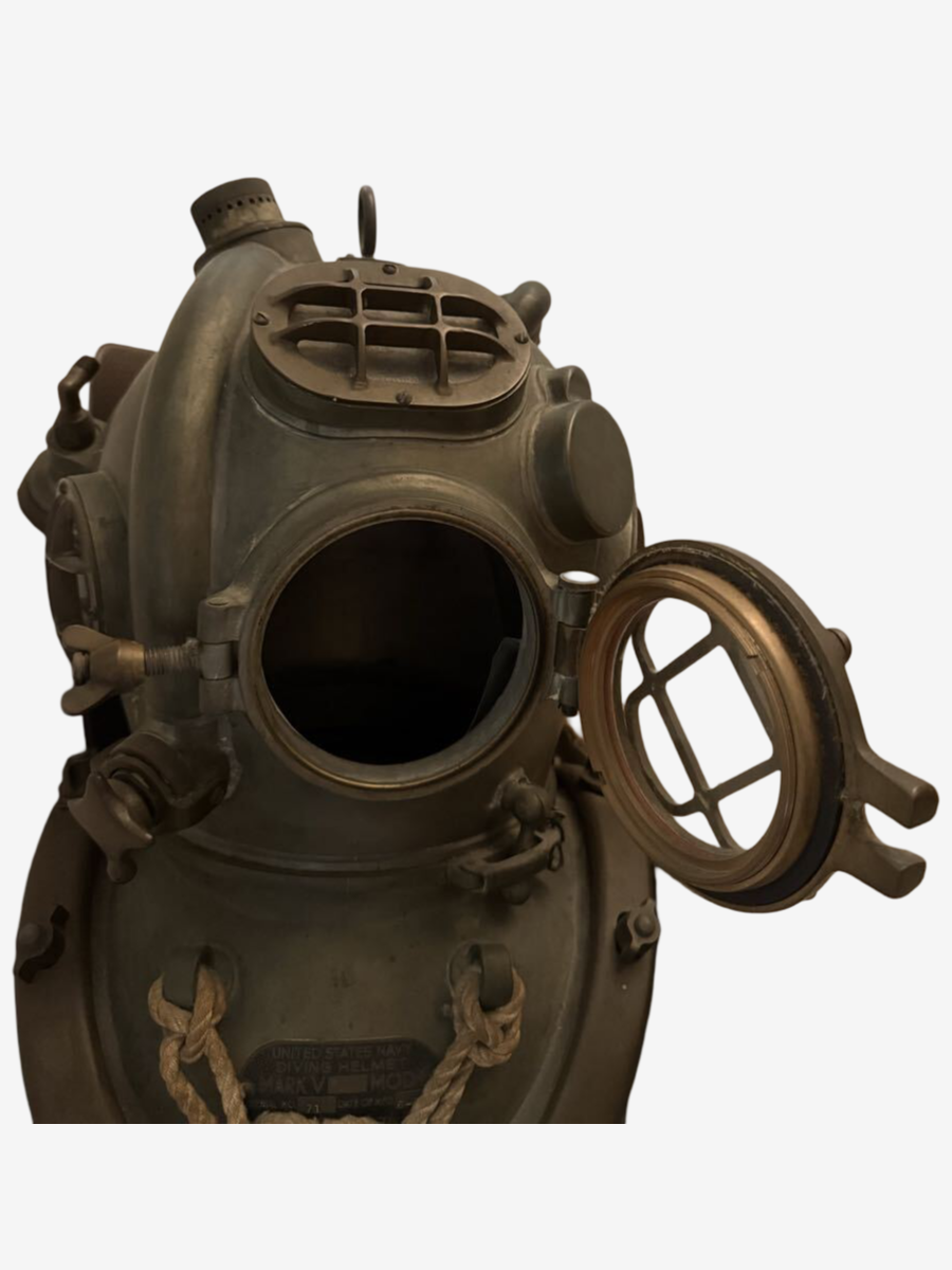 Vintage United States Navy USN Mark V Mod 1 Diving Helmet 1970 Naval Maritime Industrial Nautical Display Artifact