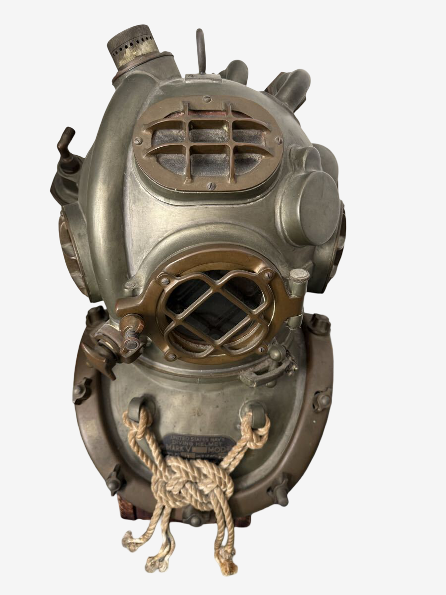 Vintage United States Navy USN Mark V Mod 1 Diving Helmet 1970 Naval Maritime Industrial Nautical Display Artifact