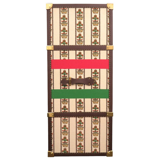 Gucci 100 Music 1940s Wardrobe Trunk – Canvas Leather Wood Steamer Closet – Rare Vintage Gucci Travel Case S Rank Collector Piece