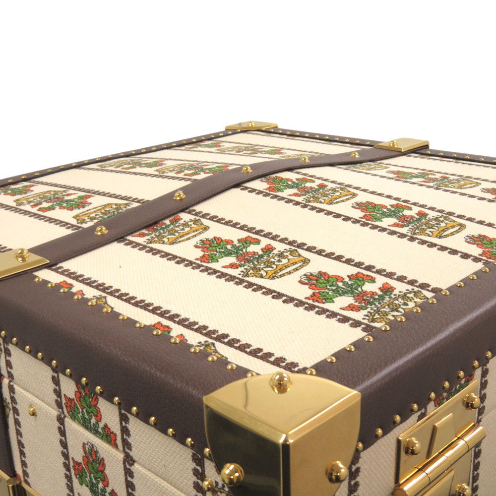 Gucci 100 Music 1940s Wardrobe Trunk – Canvas Leather Wood Steamer Closet – Rare Vintage Gucci Travel Case S Rank Collector Piece