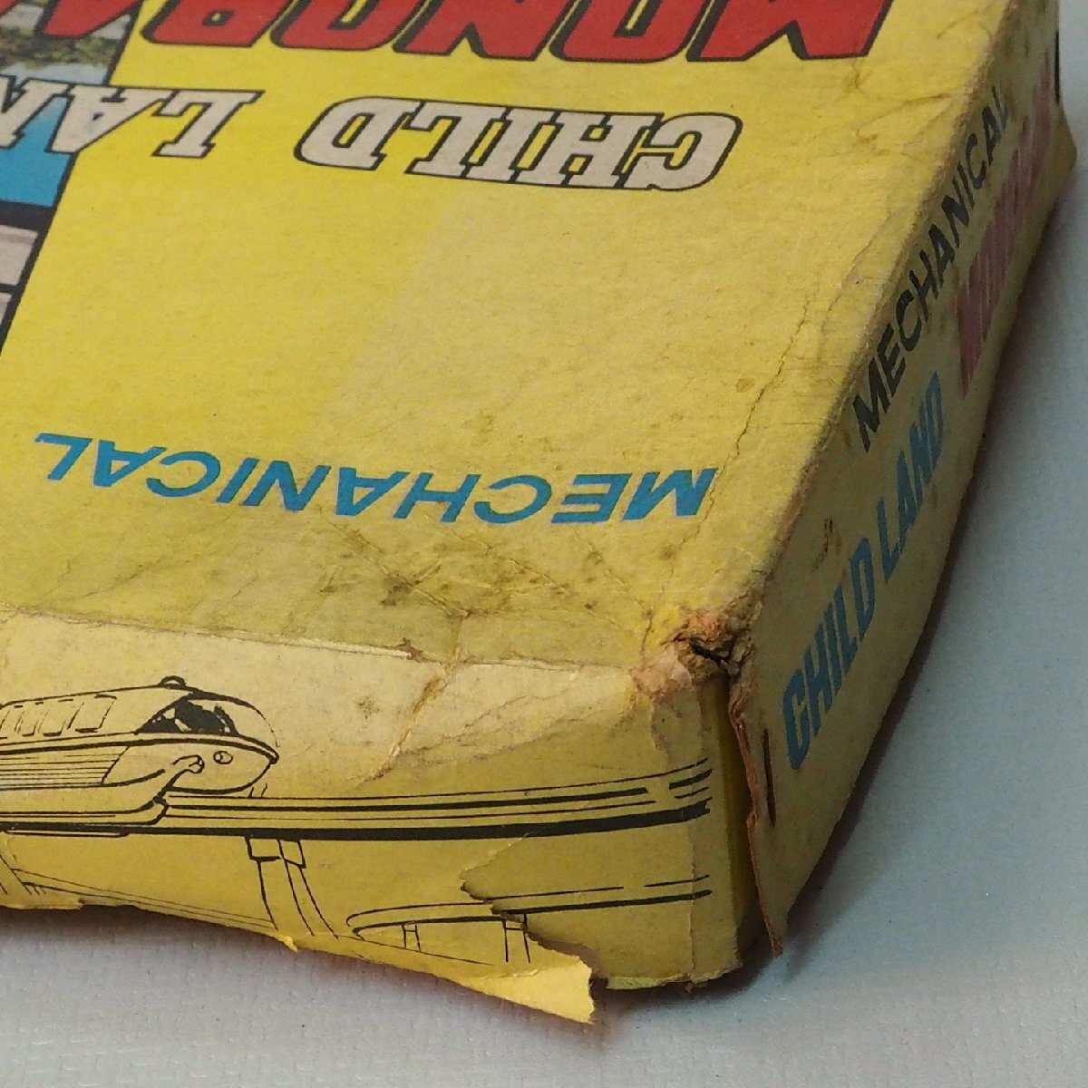 Vintage 1950s Japanese Tin Child Land Monorail Mechanical Train with Box