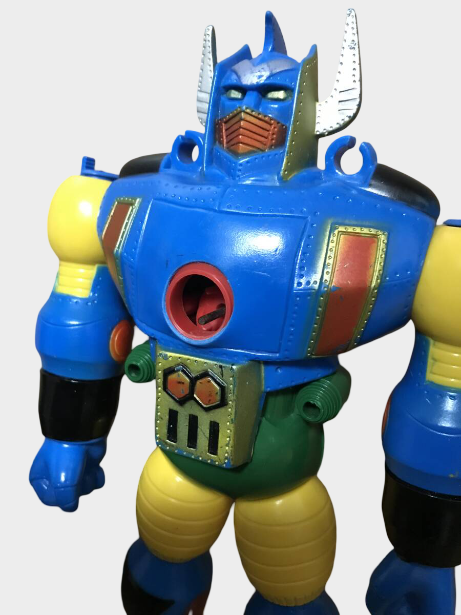 Vintage Jumbo Machinder Super Robot Soft Vinyl Figure (Jumbo Class) — Chest Lever Detached (Repairable) — Popy/Bandai-Era Display Mecha
