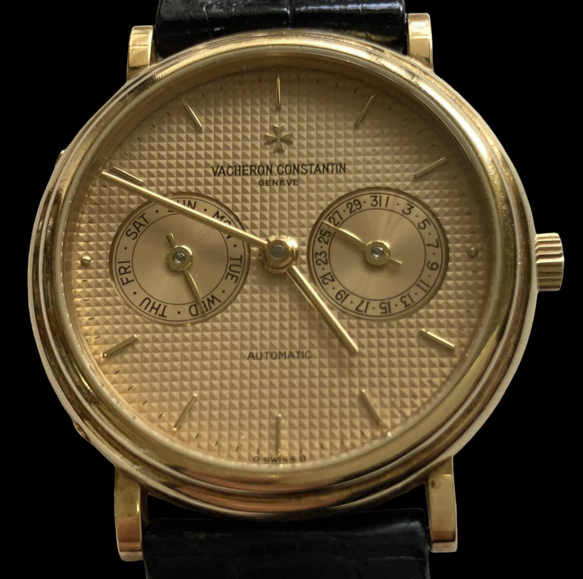Vacheron Constantin Day-Date Ref. 47008/000J-3 · 18K Yellow Gold · Champagne Guilloché Dial · Automatic Men’s Watch (Excellent)