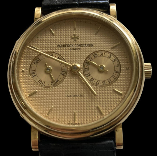 Vacheron Constantin Day-Date Ref. 47008/000J-3 · 18K Yellow Gold · Champagne Guilloché Dial · Automatic Men’s Watch (Excellent)