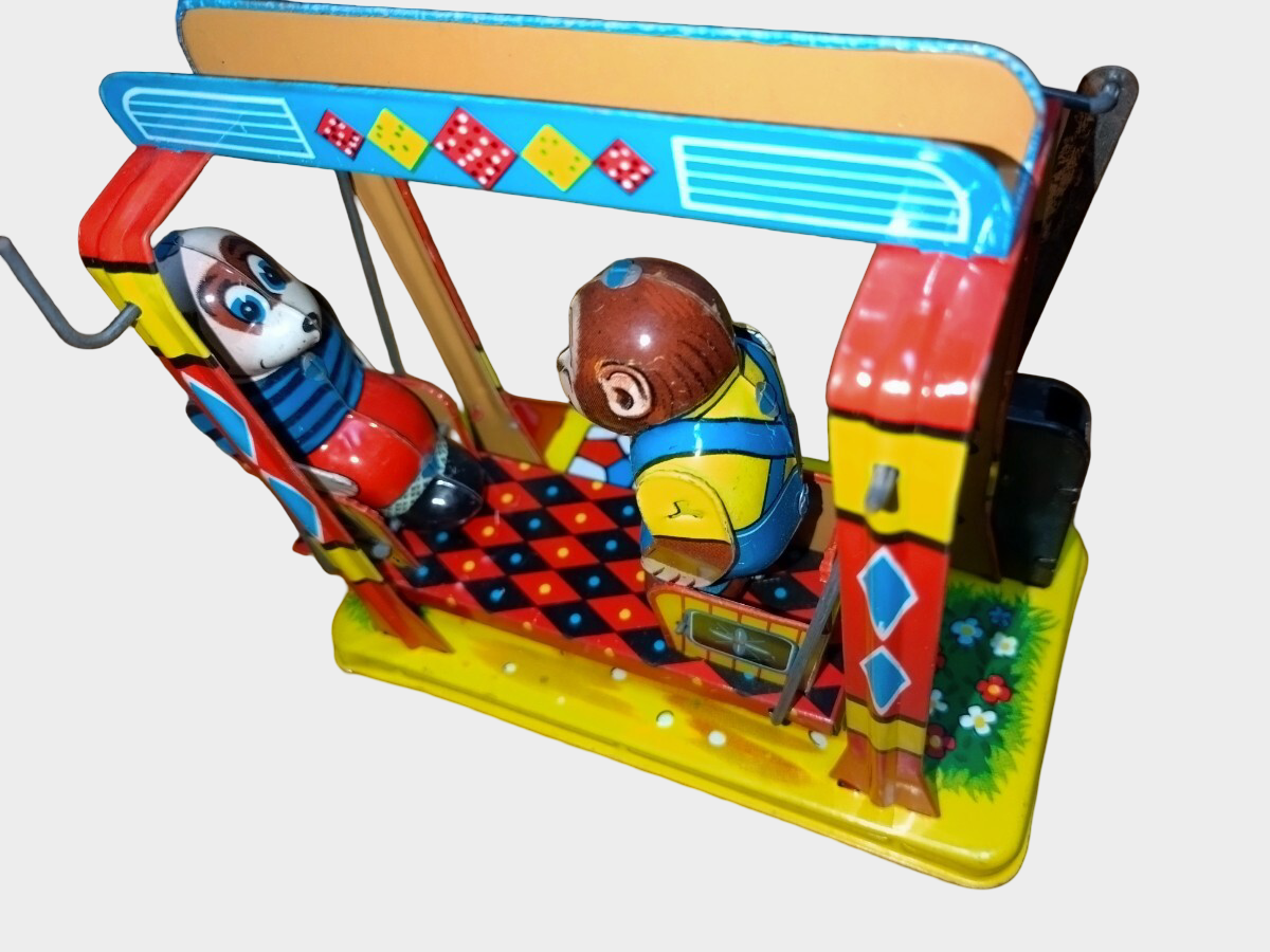 Vintage 1950s Japanese SY Tin Animal Swing Mechanical Toy Working