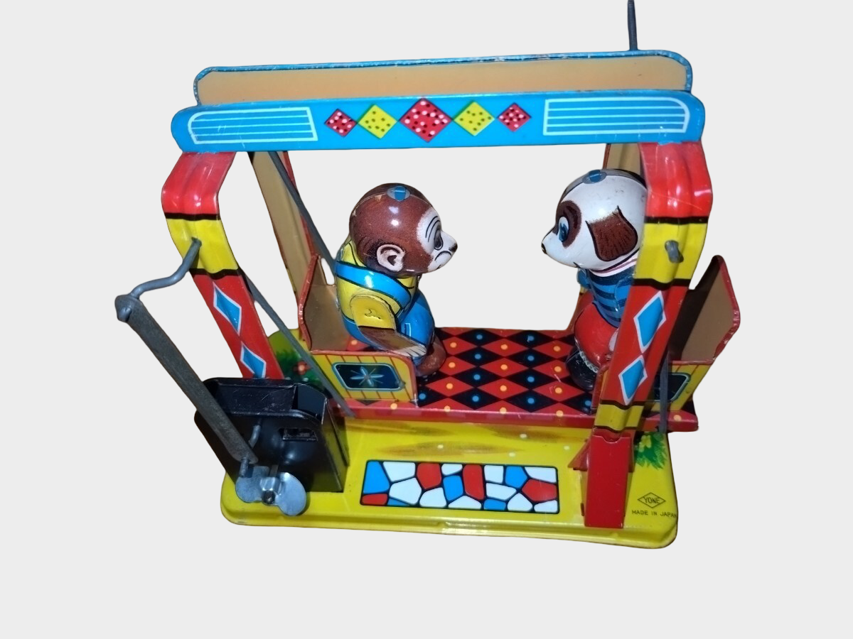 Vintage 1950s Japanese SY Tin Animal Swing Mechanical Toy Working
