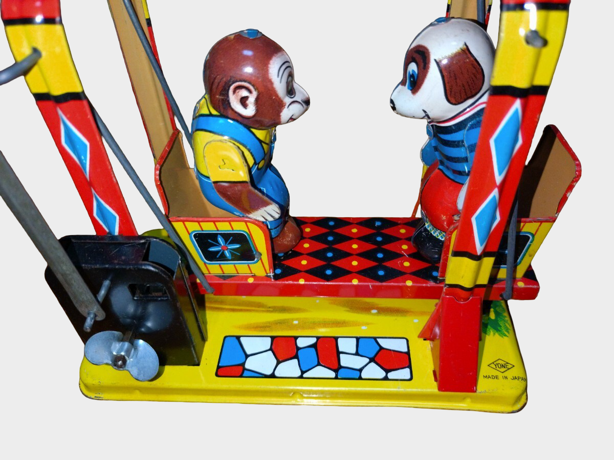Vintage 1950s Japanese SY Tin Animal Swing Mechanical Toy Working