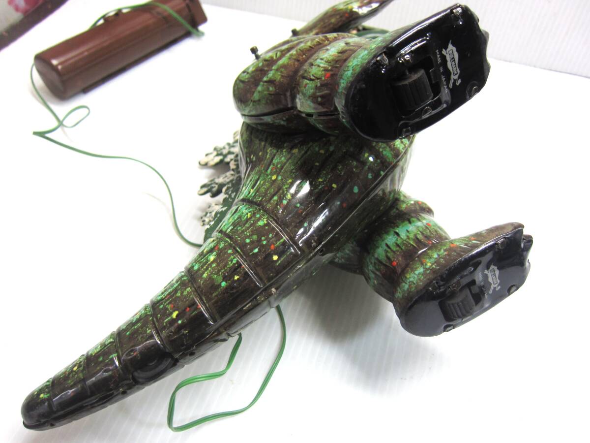 Vintage Bullmark Godzilla Tinplate Remote Control Walking Toy · Original Box · Smoke & Light Action · 1970s Japan
