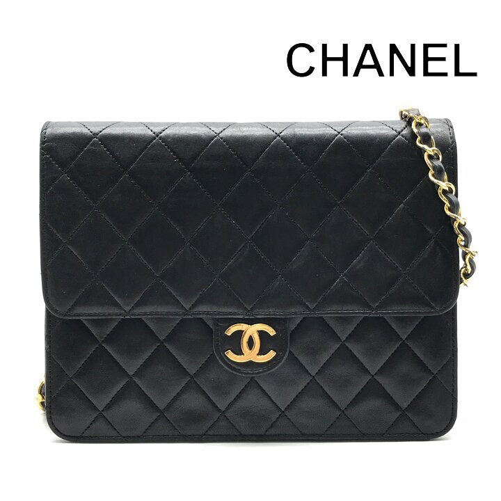 Vintage Chanel Matelasse 22 Black Lambskin Single Flap Chain Shoulder Bag