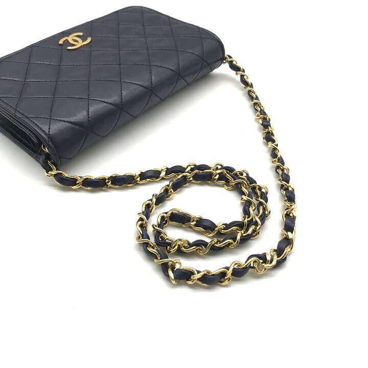 Vintage Chanel Mini Matelasse 19 Navy Lambskin Gold Hardware 1 Series