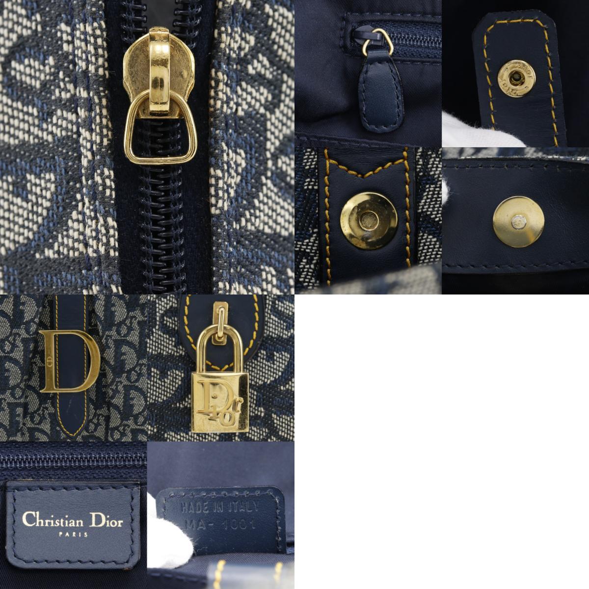 Vintage Christian Dior Trotter Double Saddle Bag Navy Oblique Canvas 40cm