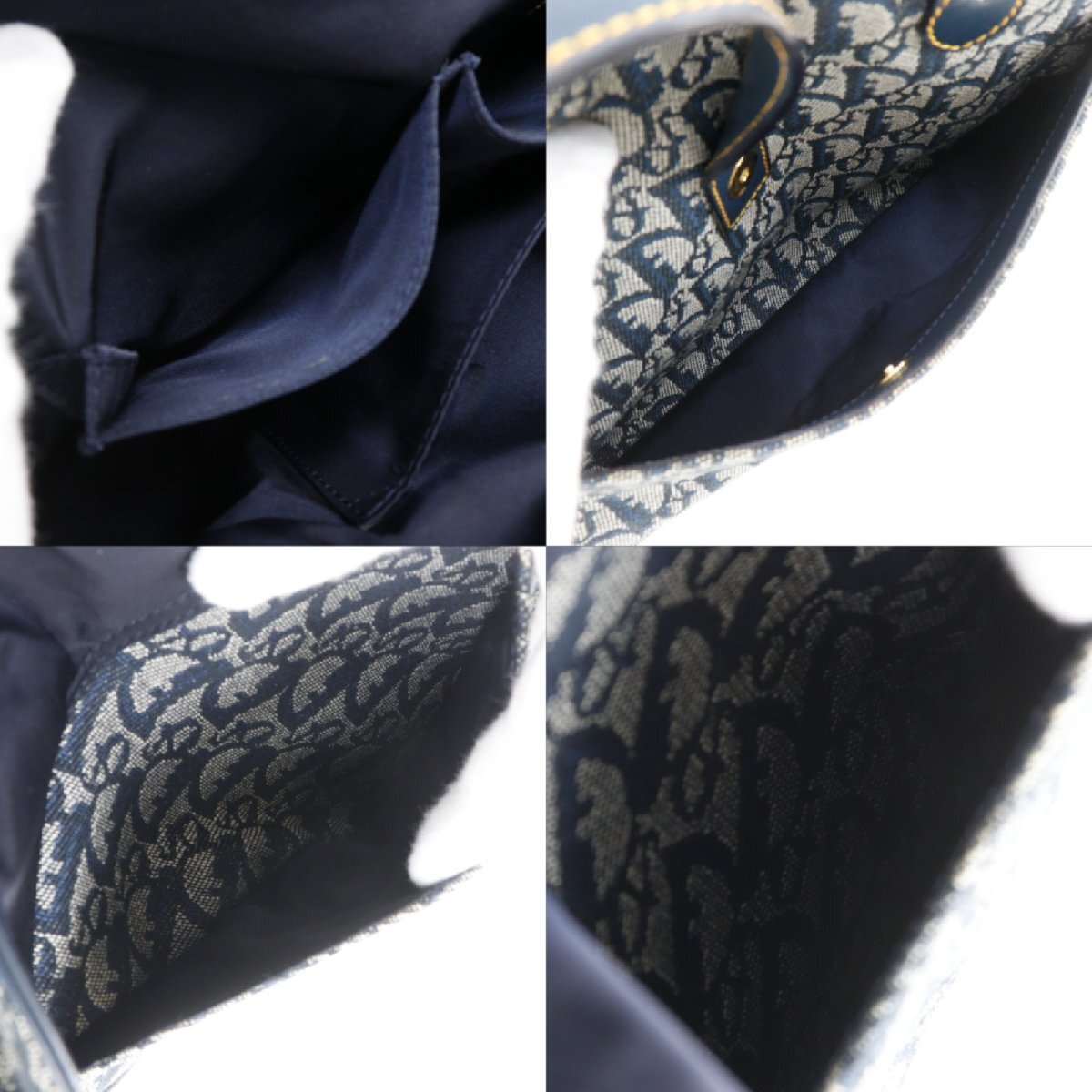 Vintage Christian Dior Trotter Double Saddle Bag Navy Oblique Canvas 40cm