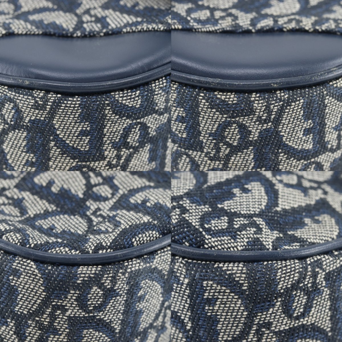 Vintage Christian Dior Trotter Double Saddle Bag Navy Oblique Canvas 40cm