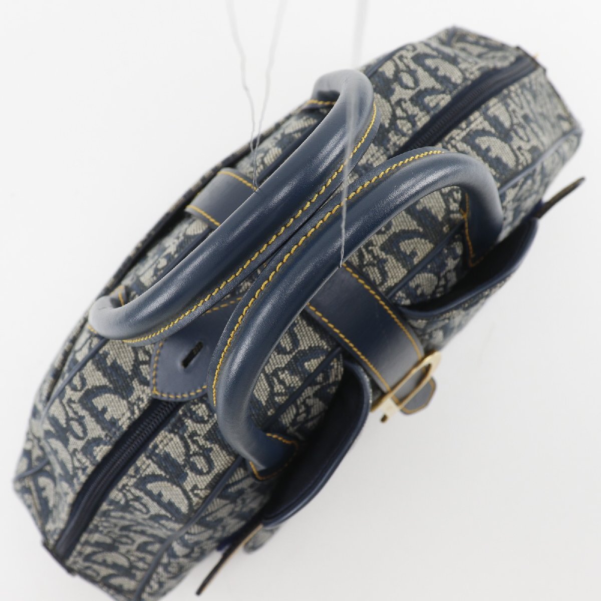 Vintage Christian Dior Trotter Double Saddle Bag Navy Oblique Canvas 40cm