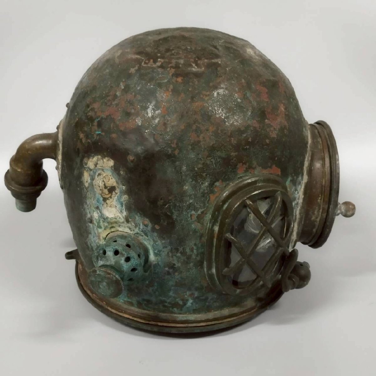 Vintage Diving Helmet Brass Tone Maritime Salvage Relic Industrial Nautical Display