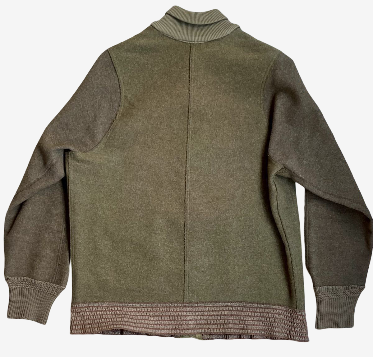 Vintage Early Wool A-1 Style Aviation Jacket Olive Button Front Knit Collar Military Flight Jacket Rare
