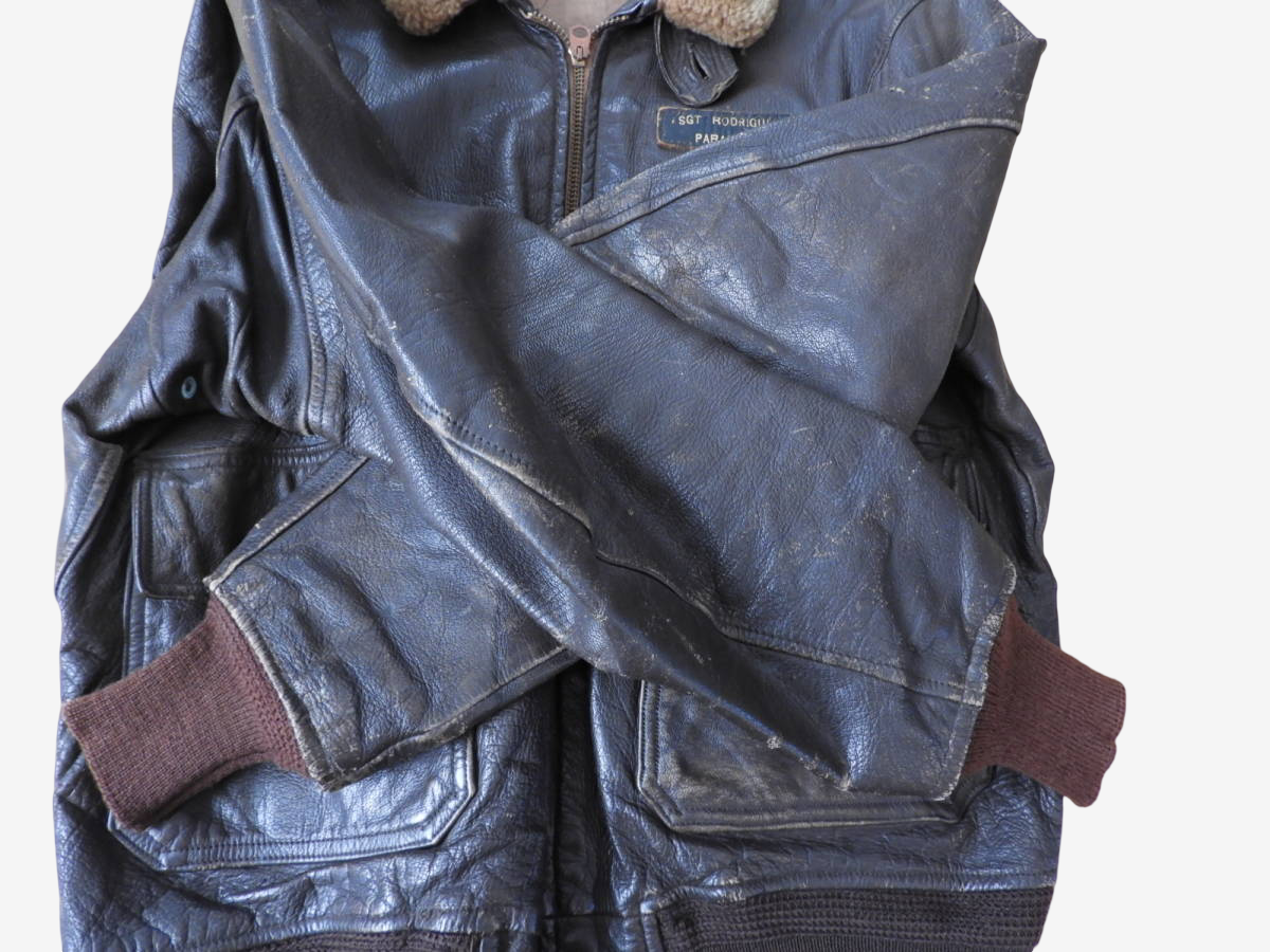 Vintage G-1 Flight Jacket Foster Sportswear Back Painted US Navy Leather Jacket Flag Patch