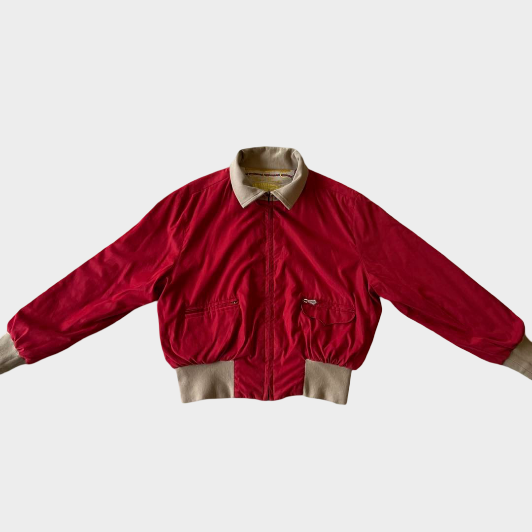 Vintage Hermès 80s Reversible Silk Bomber Jacket Gold Equestrian Medallion Print