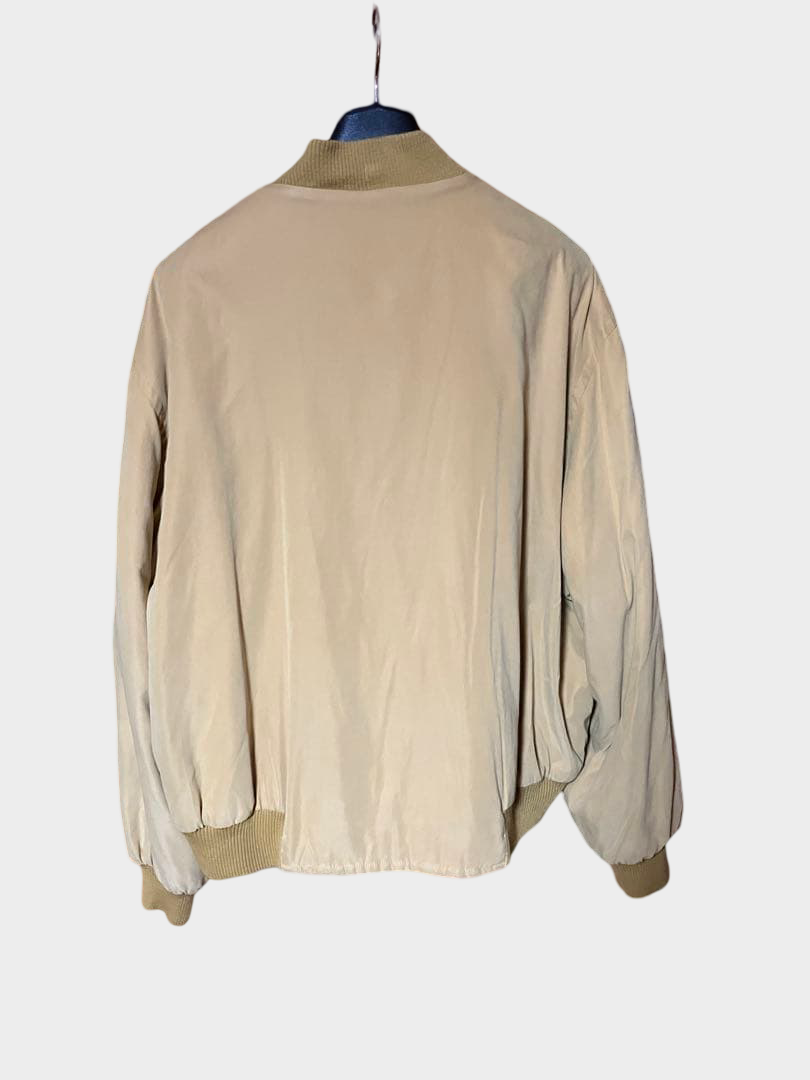 Vintage Hermès 90s Reversible Silk Bomber Olive Equestrian Print XL France