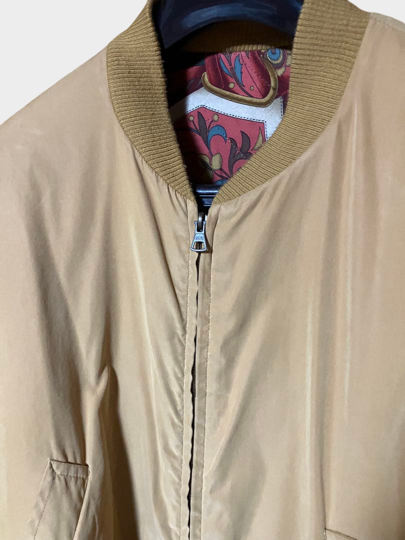 Vintage Hermès 90s Reversible Silk Bomber Olive Equestrian Print XL France