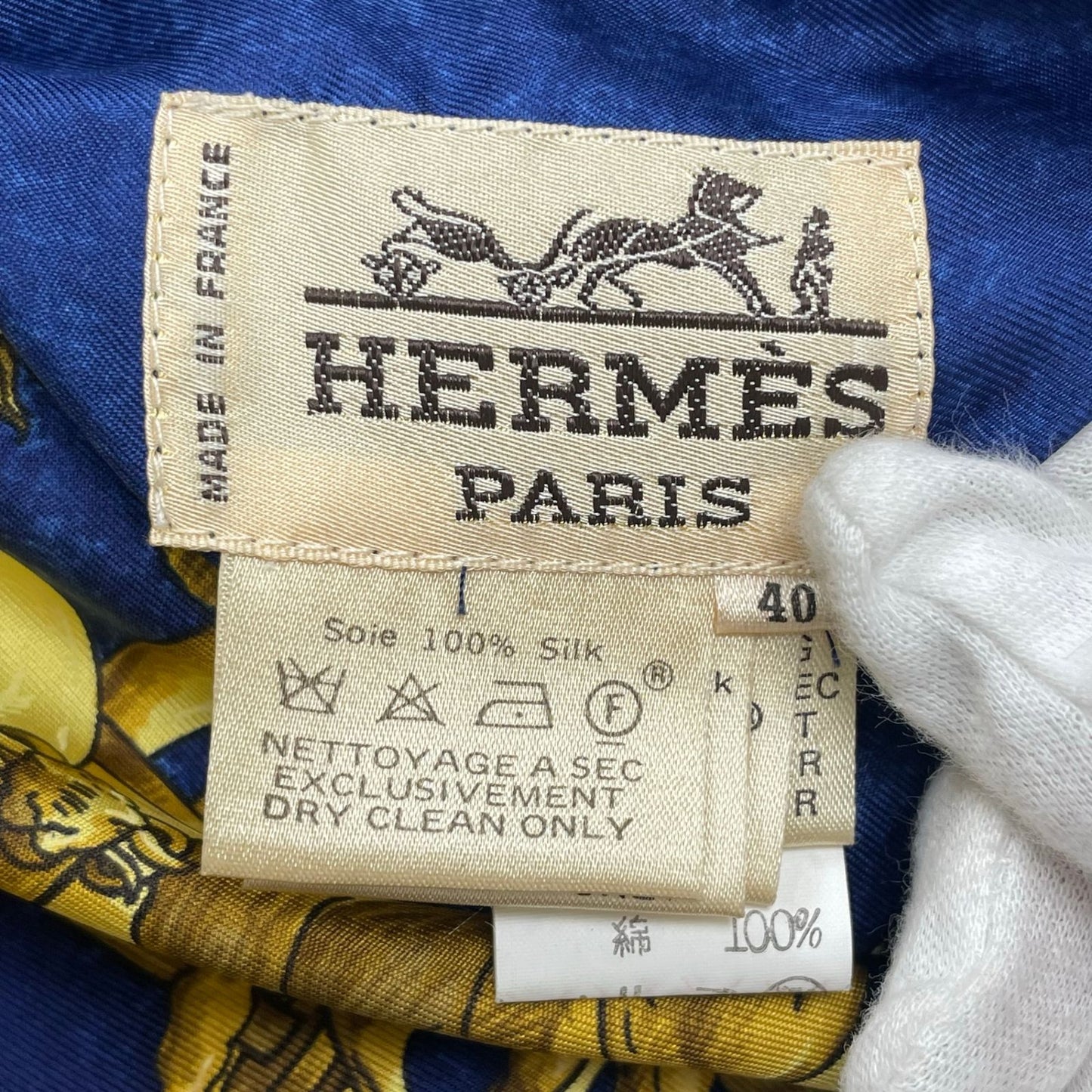 Vintage Hermès COSMOS Silk Reversible Jacket Navy Gold Equestrian Print Size 40 France