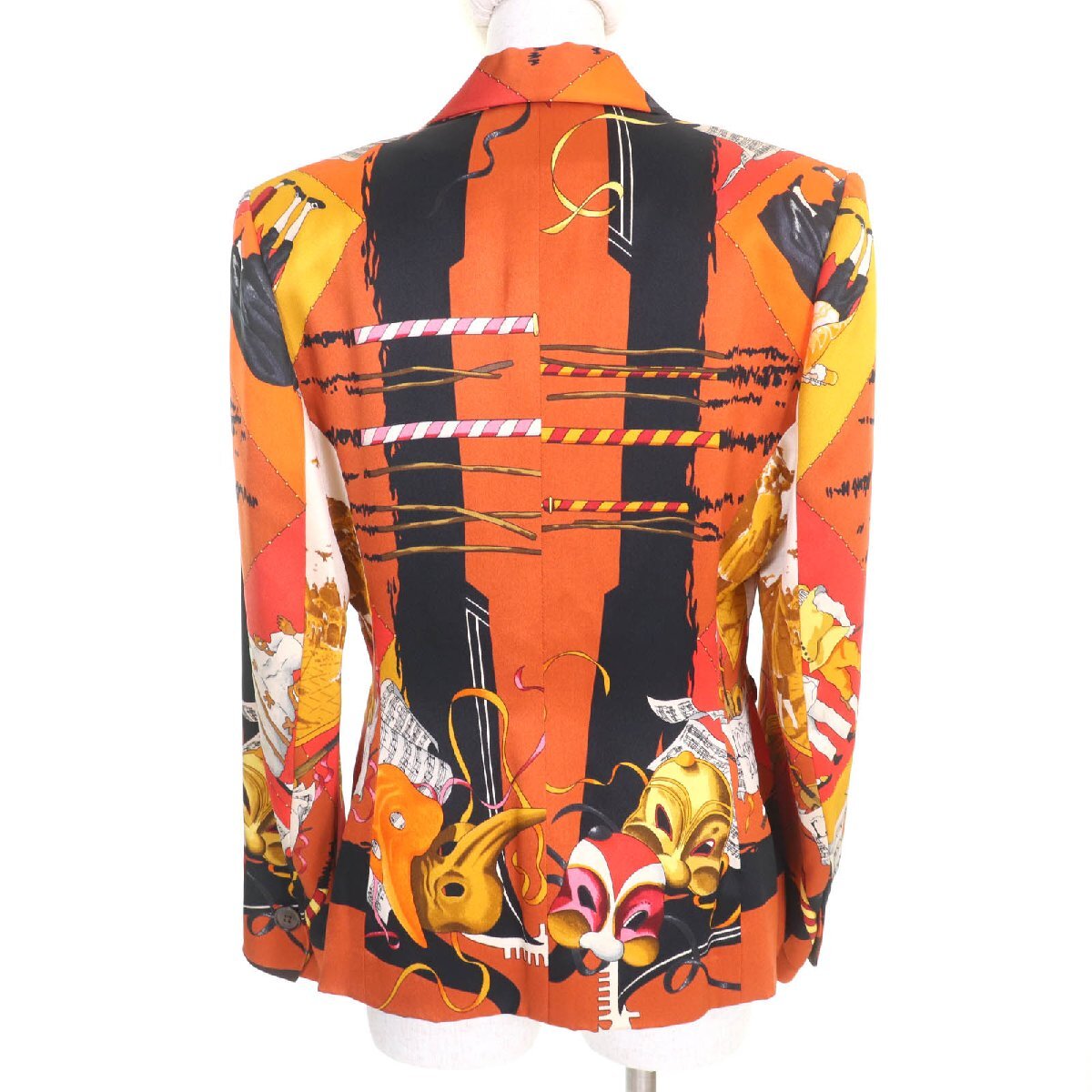 Vintage Hermès LE CARNAVAL DE VENISE Silk Blazer Venetian Carnival Print Size 40